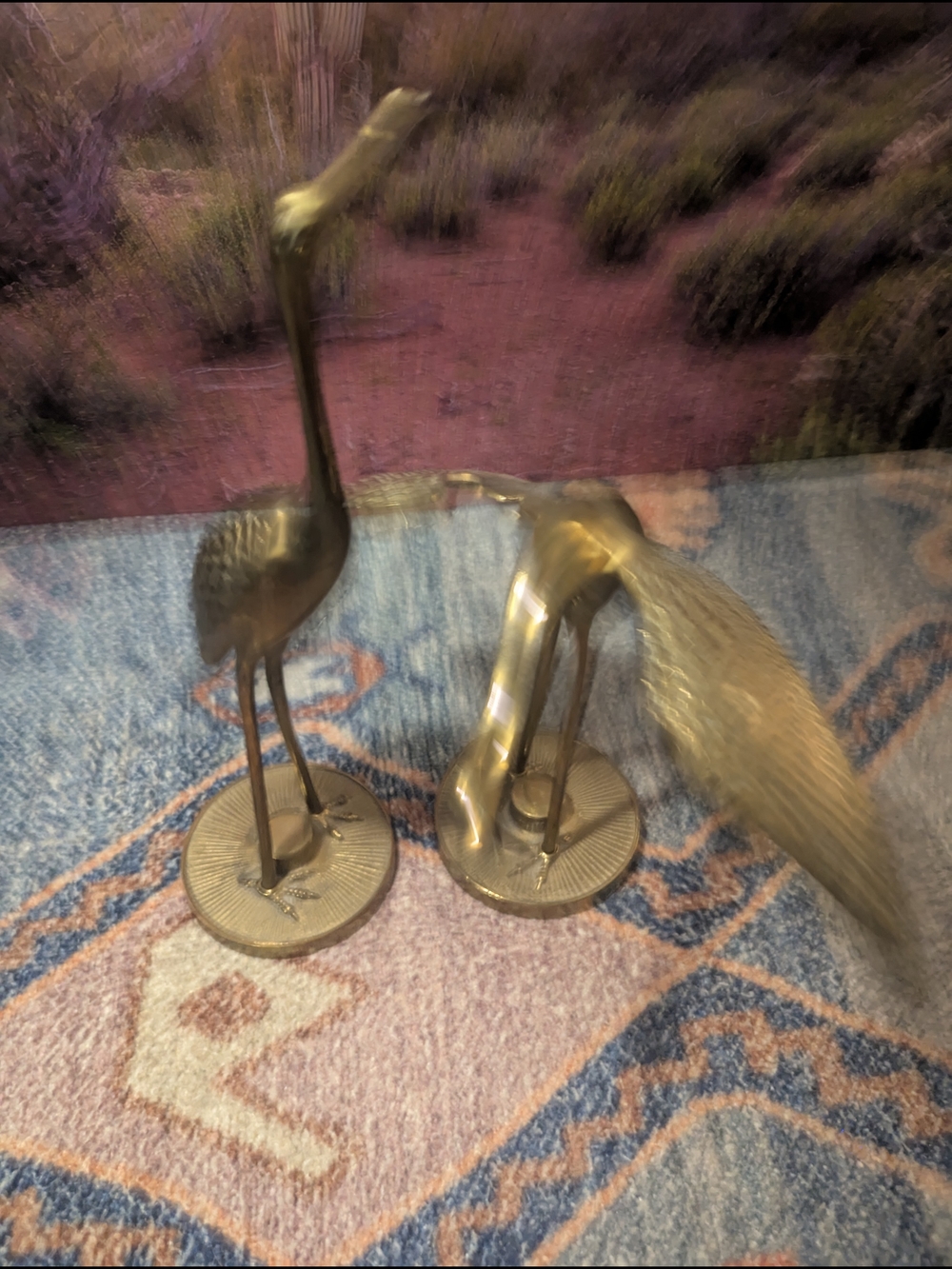 Brass Crane/ Heron Like Bird Figurine-Pair - Picture 8 of 11